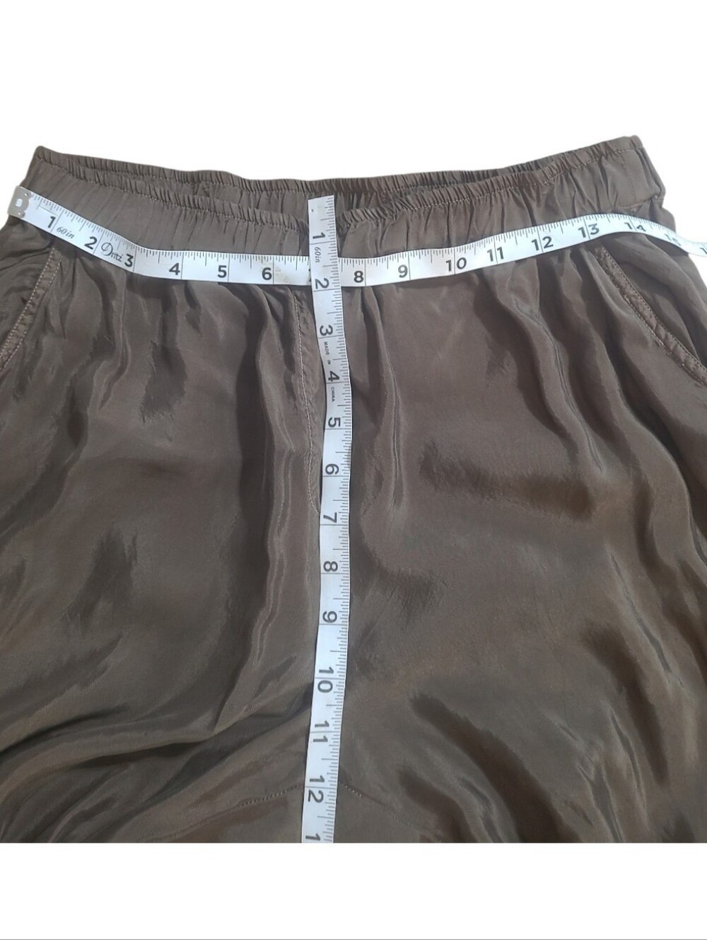 Johnny Was Olive Green Margo Satin Embroidered Jogger Pants Boho M - Picture 6 of 9
